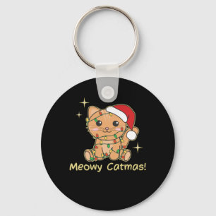 Cat Christmas Animals Cute Cats Meowy Catmas Keychain