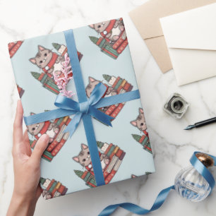 Cat Christmas Cats Blue wrapping paper