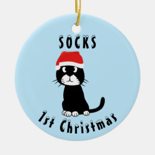Cat Christmas Ceramic Ornament