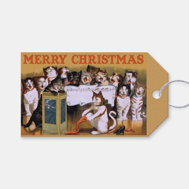 Cat Christmas Choir Gift Tags (Front (Horizontal))