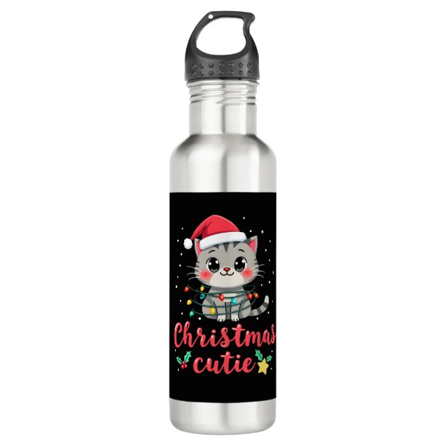 Cat Christmas Cutie Cats Christmas T-Shirt for Men 710 Ml Water Bottle (Front)