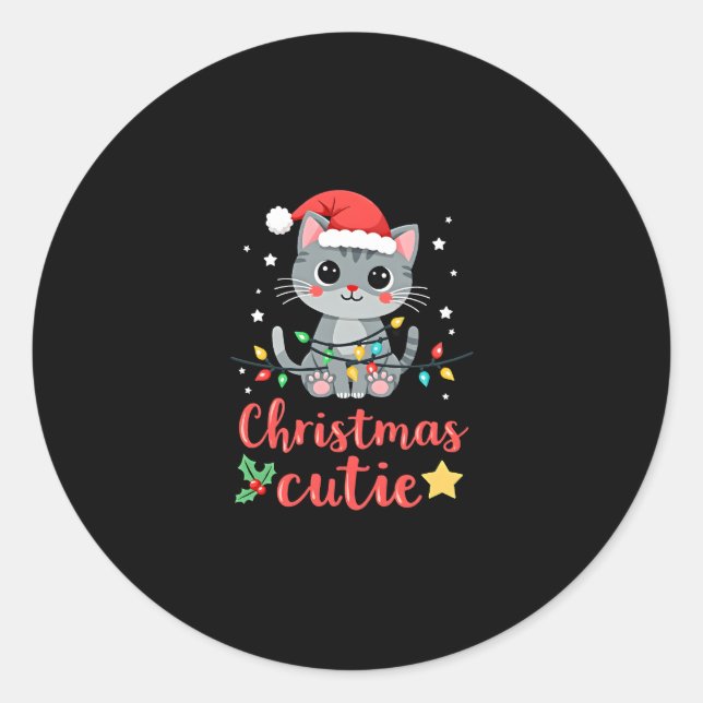 Cat Christmas Cutie Cats Christmas T-Shirt for Men Classic Round Sticker (Front)