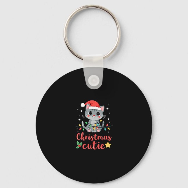 Cat Christmas Cutie Cats Christmas T-Shirt for Men Keychain (Front)