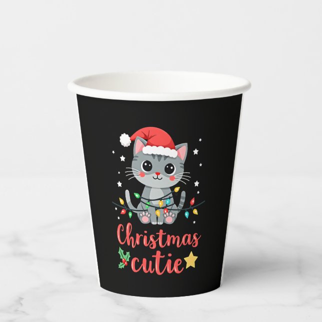 Cat Christmas Cutie Cats Christmas T-Shirt for Men Paper Cups (Front)