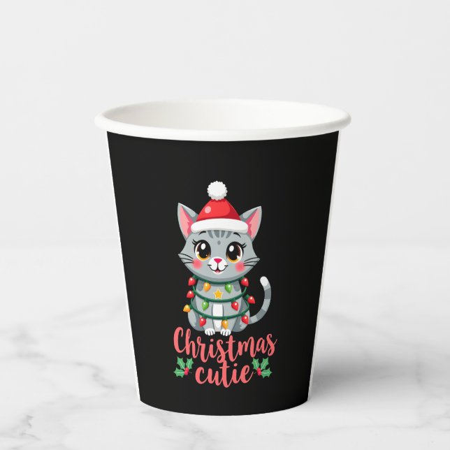 Cat Christmas Cutie Cats Christmas T-Shirt for Men Paper Cups (Front)