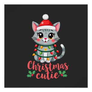 Cat Christmas Cutie Cats Christmas T-Shirt for Men Poster