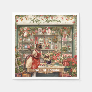 Cat Christmas flower arrangement by florist Napkin