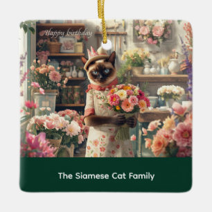 Cat Christmas flower arrangement by florist  Paper Ceramic Ornament