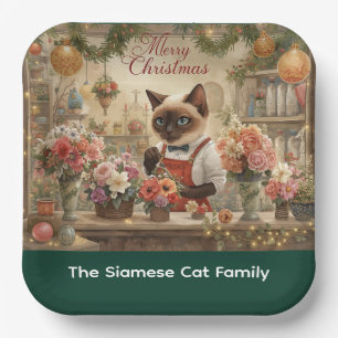 Cat Christmas flower arrangement by florist  Paper Plate