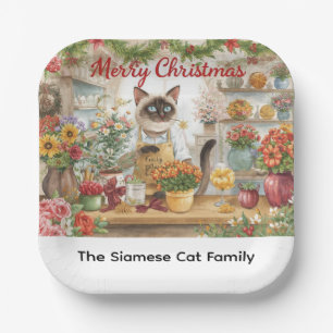 Cat Christmas flower arrangement by florist Paper Plate