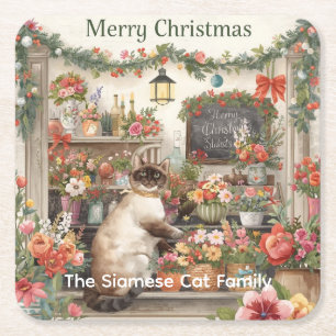 Cat Christmas flower arrangement by florist  Paper Square Paper Coaster