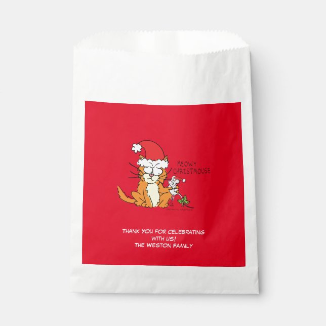 Cat  Christmas Funny Cartoon Cute Mouse Favour Bag (Front)