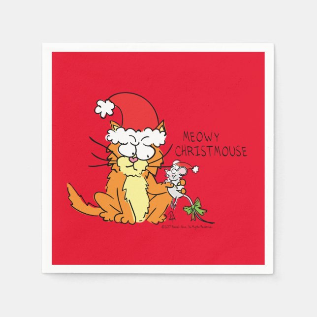 Cat Christmas Funny Napkin (Front)