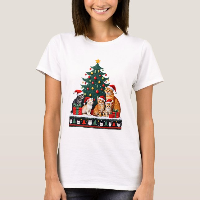 Cat Christmas Funny Ugly Women Men Merry Gift (5) T-Shirt (Front)