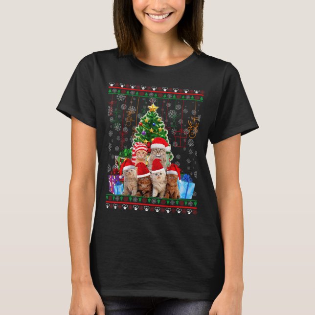 Cat Christmas Funny Ugly Women Men Merry Gift  T-Shirt (Front)