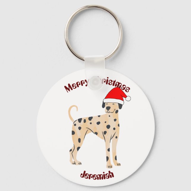 cat christmas gift, customize personalized name  keychain (Front)