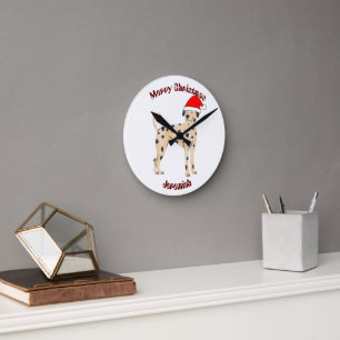 cat christmas gift, customize personalized name round clock