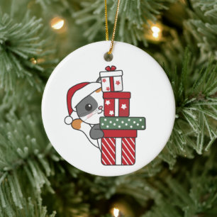 Cat Christmas Gift Winter Animals Cats Ceramic Orn Ornament