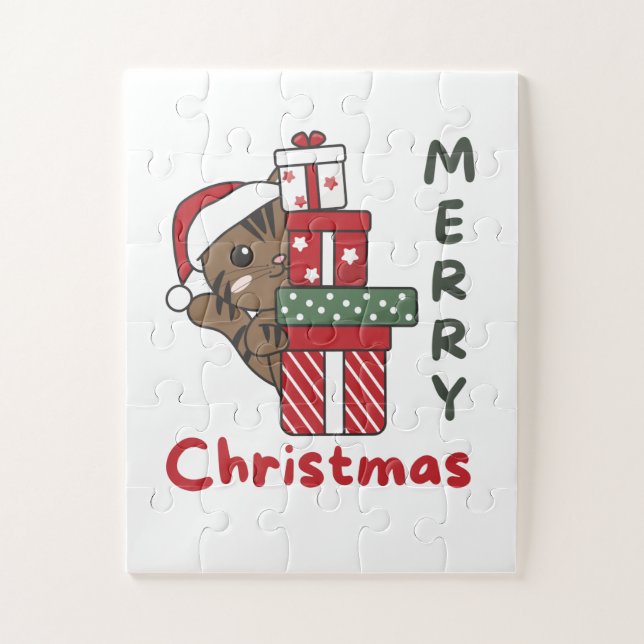 Cat Christmas Gift Winter Animals Cats Jigsaw Puzzle (Vertical)