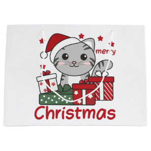 Cat Christmas Gift Winter Animals Cats Large Gift  Bag