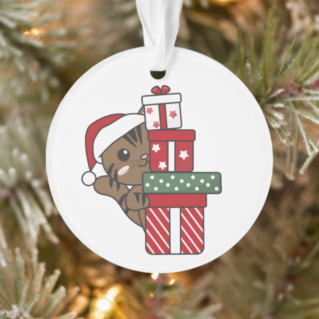 Cat Christmas Gift Winter Animals Cats Ornament (Tree)