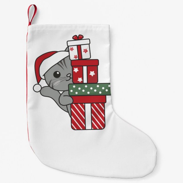 Cat Christmas Gift Winter Animals Cats Small Christmas Stocking (Front)