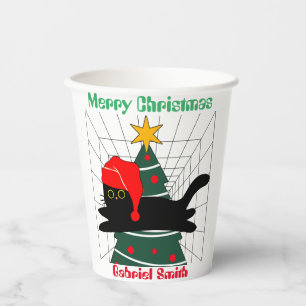 cat christmas gifts, personalized name paper cups