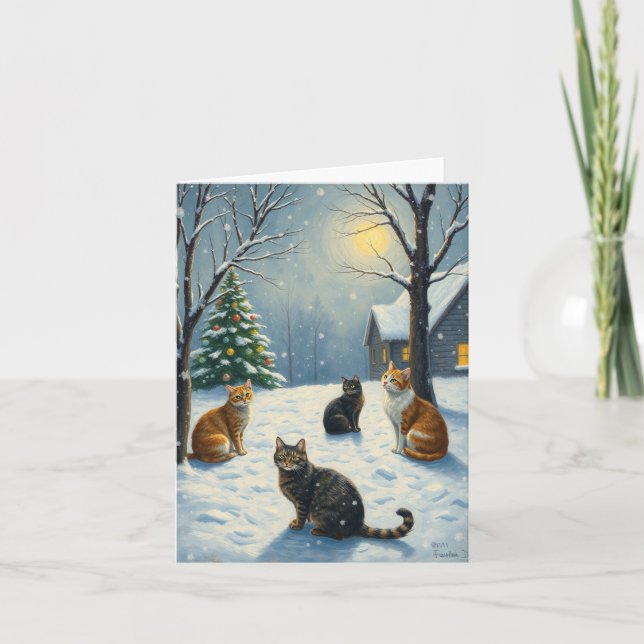 Cat Christmas  Holiday Card (Front)