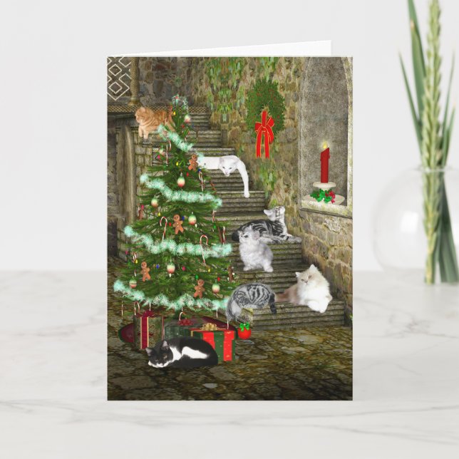 Cat Christmas Holiday Card (Front)