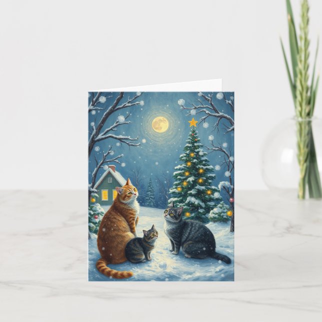 Cat Christmas  Holiday Card (Front)