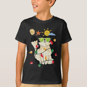 Cat Christmas In July Cool Kitten Pet Summer Tropi T-Shirt
