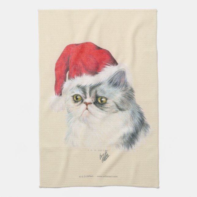 Cat Christmas Kitchen Towel (Vertical)