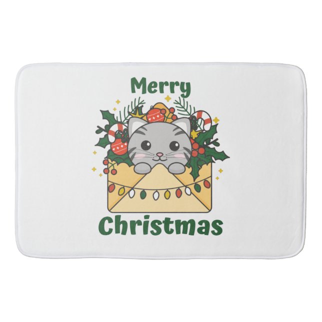 Cat Christmas Letter Winter Animals Cats Bath Mat (Front)