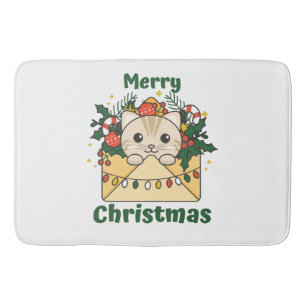 Cat Christmas Letter Winter Animals Cats Bath Mat