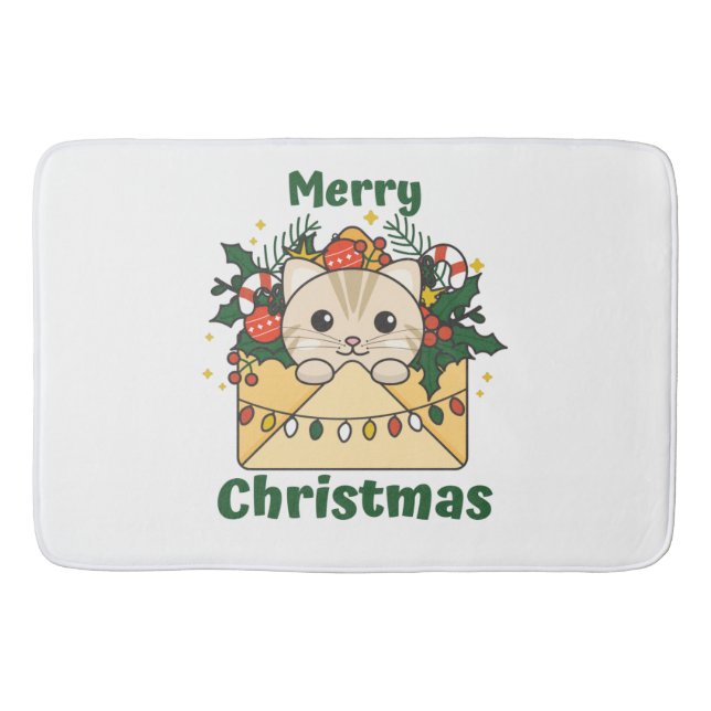 Cat Christmas Letter Winter Animals Cats Bath Mat (Front)