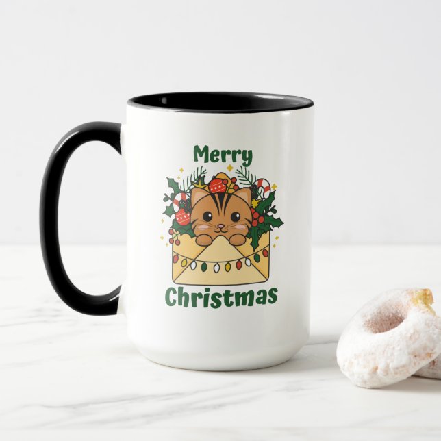 Cat Christmas Letter Winter Animals Cats Mug (With Donut)