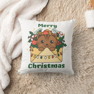 Cat Christmas Letter Winter Animals Cats Throw Pillow