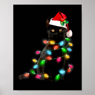 Cat Christmas Light Funny Cat Lover Christmas Poster