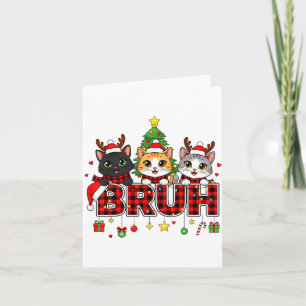 Cat Christmas Light Reindeer Santa Bruh Funny Card