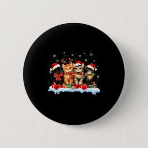 Cat Christmas Light Reindeer Santa Christmas Cat L 2 Inch Round Button