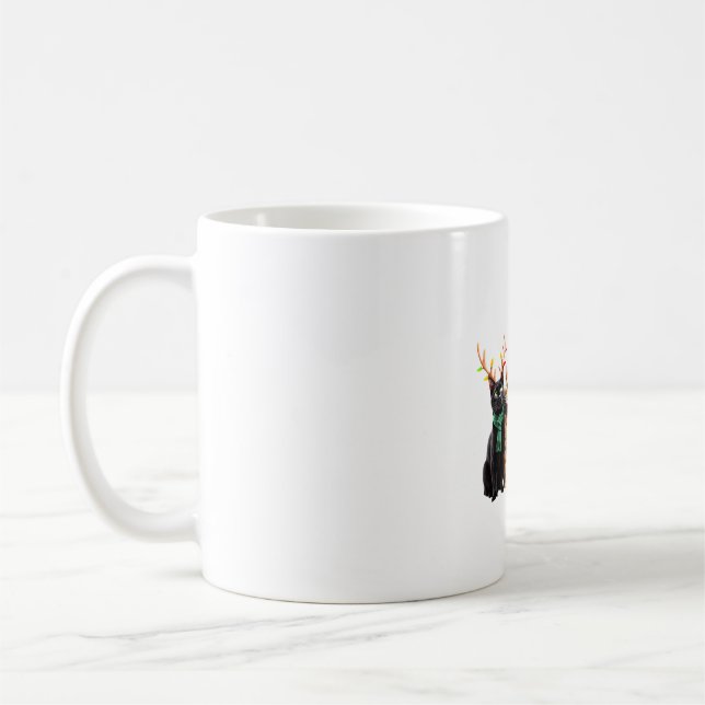 Cat Christmas Light Reindeer Santa Christmas Cat L Coffee Mug (Left)