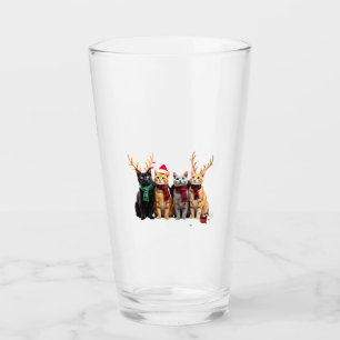 Cat Christmas Light Reindeer Santa Christmas Cat L Glass