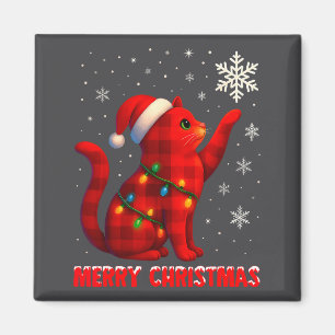 Cat Christmas Light Reindeer Santa Christmas Cat L Magnet