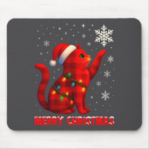 Cat Christmas Light Reindeer Santa Christmas Cat L Mouse Pad