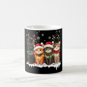 Cat Christmas Light Reindeer Santa Christmas Cat Magic Mug