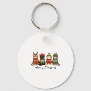Cat Christmas Light Reindeer Santa Meowy Christmas Keychain