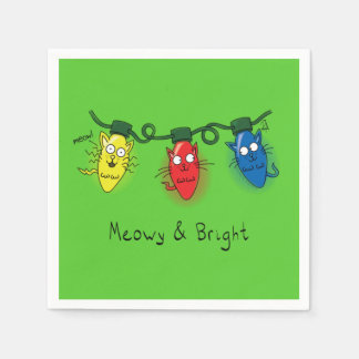 Cat Christmas Lights Funny Meowy and Bright Napkin
