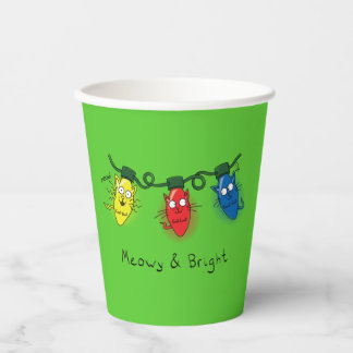 Cat Christmas Lights Funny Meowy and Bright Paper Cups