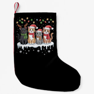 Cat Christmas LightS Santa Christmas Cat Lover Small Christmas Stocking