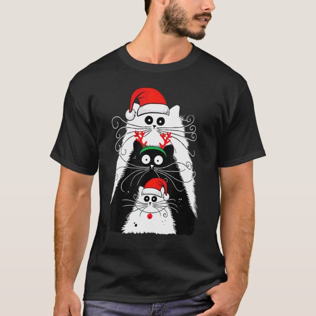 Cat Christmas Men Women T-Shirt (Front)